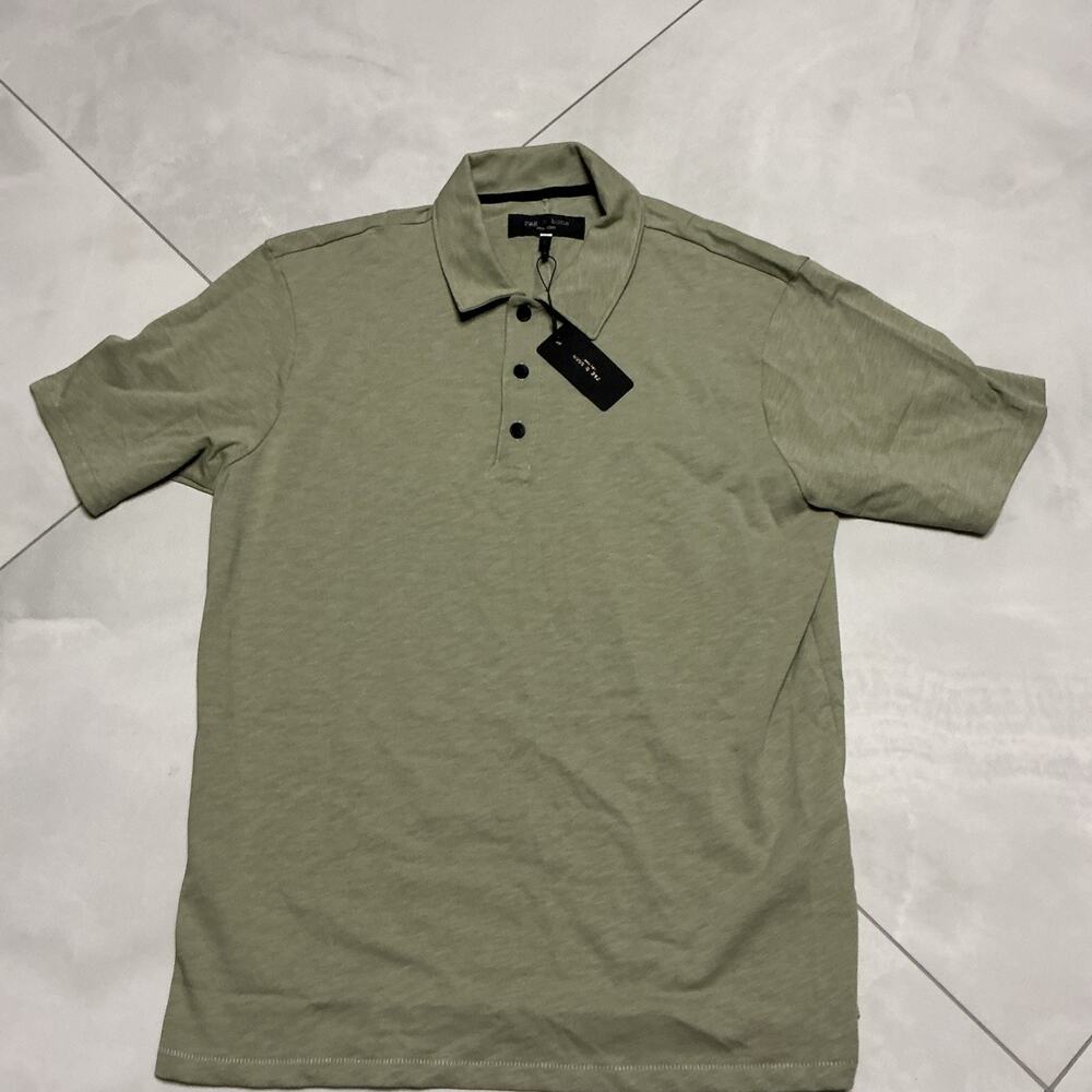 New Authentic Rag & Bone Mose Classic Slub Jersey Polo Size L Ret.$148